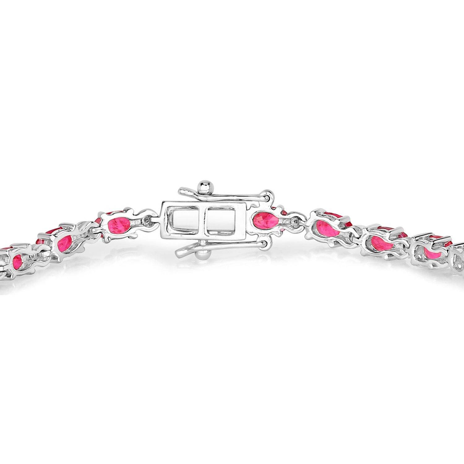 Ruby Bracelet With Diamonds 5.8 Carats 14K White Gold