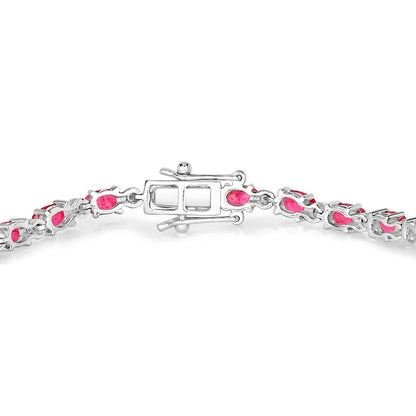 Ruby Bracelet With Diamonds 5.8 Carats 14K White Gold