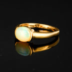Natural Ethiopian Opal Ring 1 Carat Gold Plated Silver