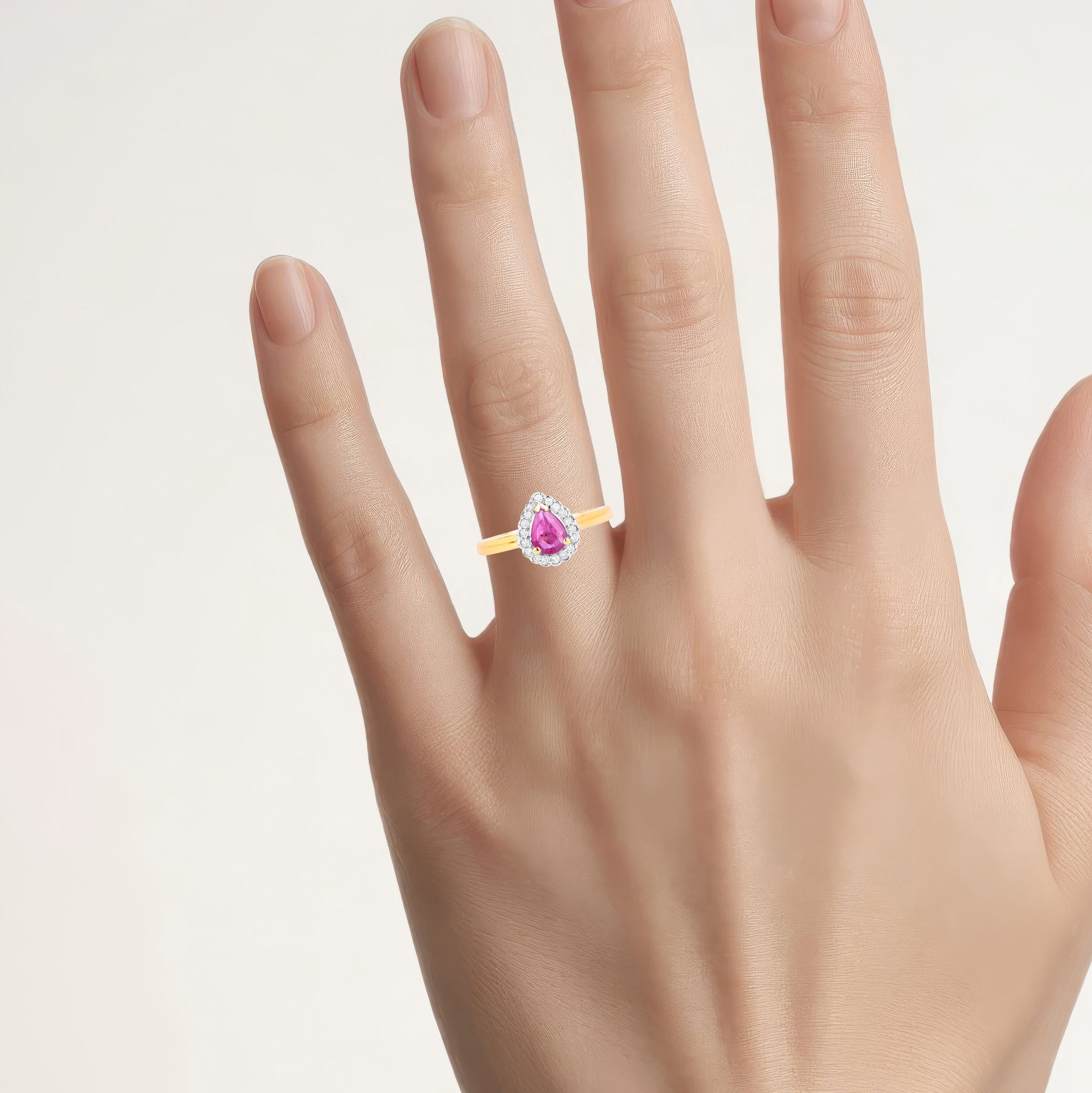 Ruby Ring With Diamonds 0.9 Carats 14K Yellow Gold