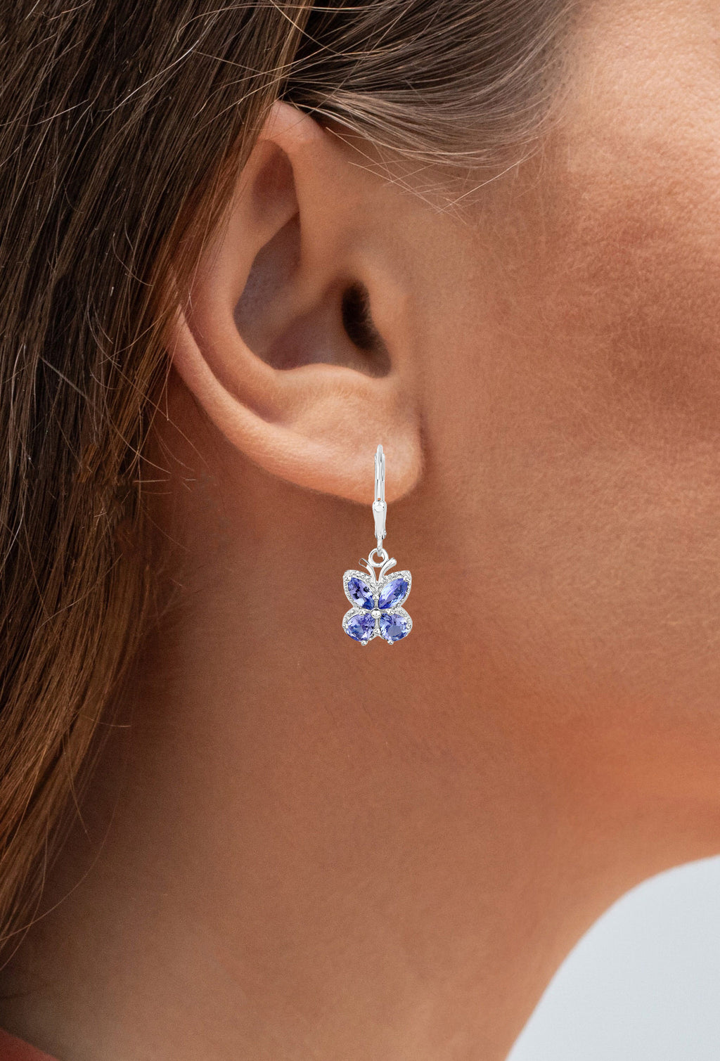 Tanzanite Butterfly Dangle Earrings 2.07 Carats Sterling Silver