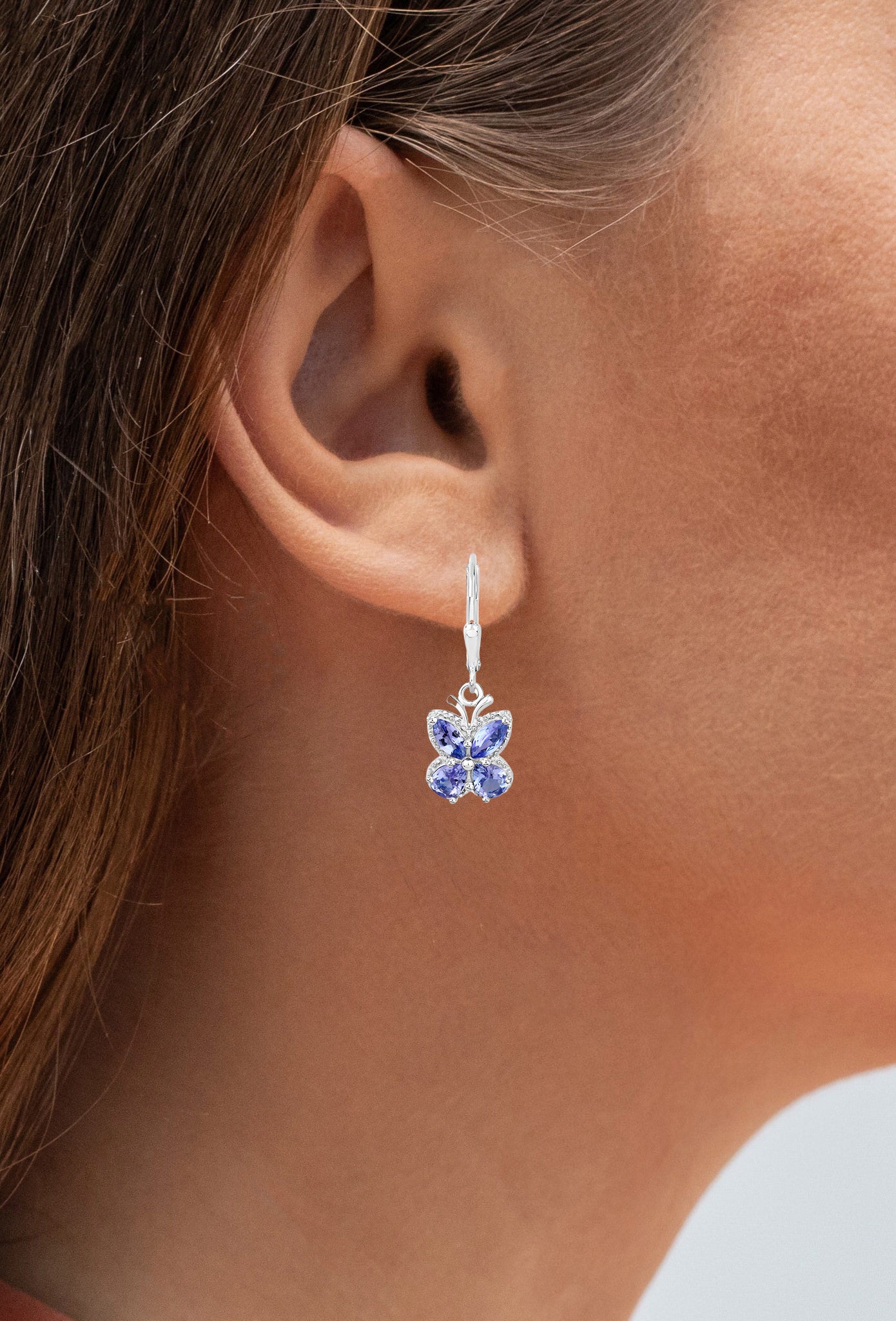 Tanzanite Butterfly Dangle Earrings 2.07 Carats Sterling Silver
