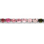 Multicolor Tourmaline Tennis Bracelet 11.1 Carats Sterling Silver