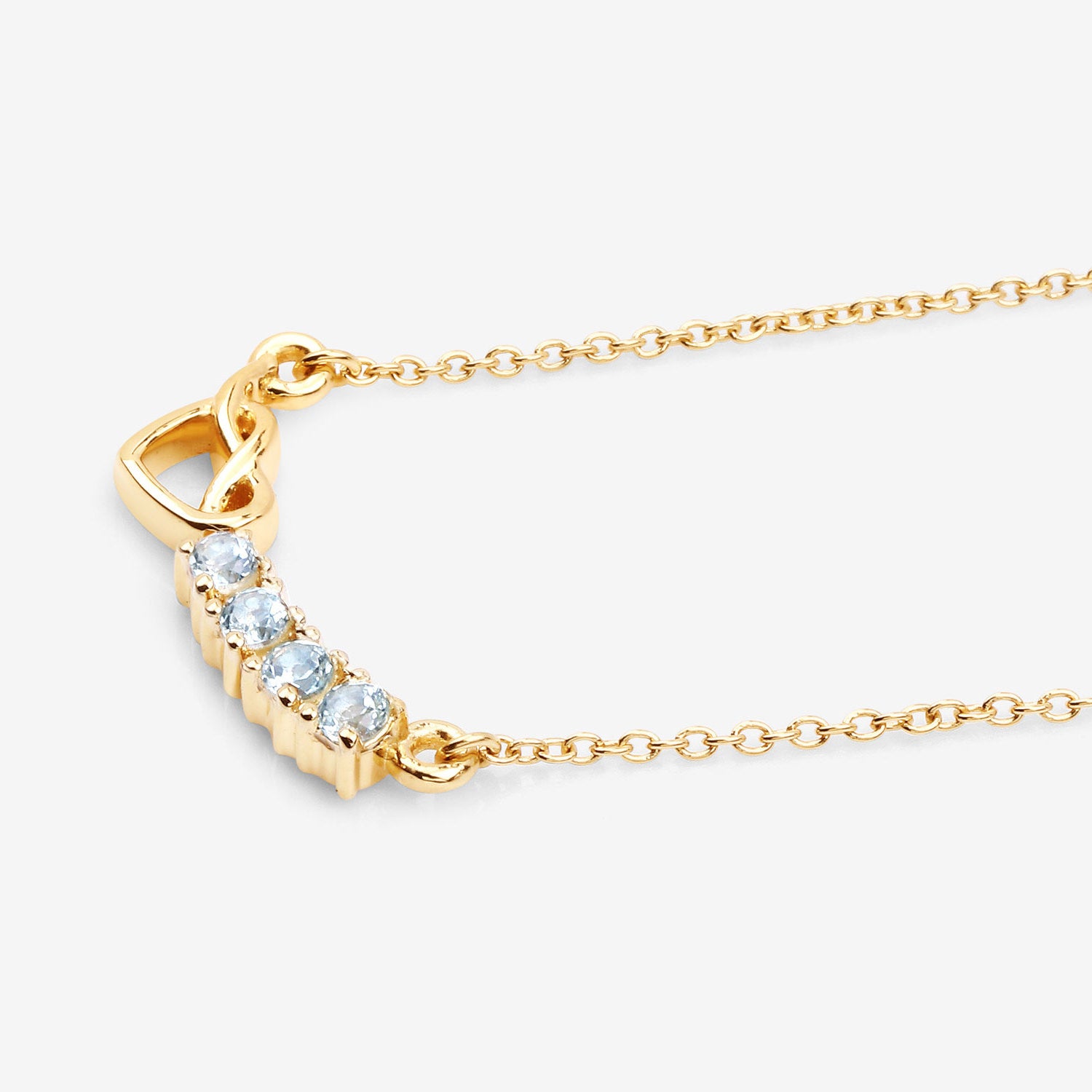 Aquamarine Heart Necklace 0.22 Carats Gold Plated Silver