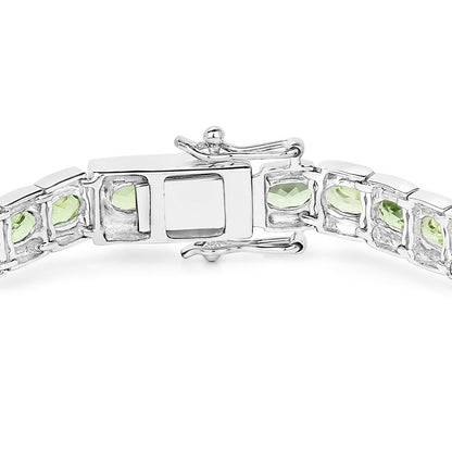 Peridot Tennis Bracelet 12.4 Carats Sterling Silver