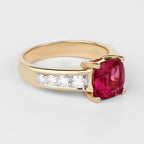 Natural Rubellite Ring With Diamonds 2.6 Carats 14K Yellow Gold