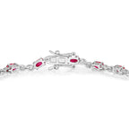 Ruby Bracelet With Diamonds 3.6 Carats 14K White Gold