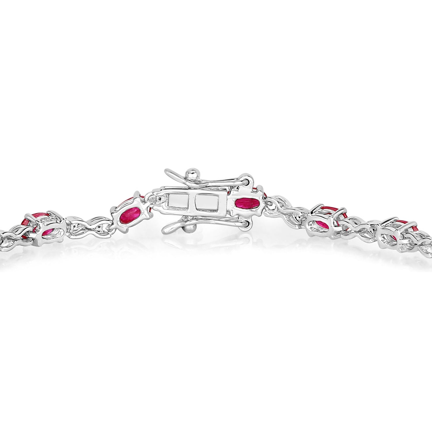 Ruby Bracelet With Diamonds 3.6 Carats 14K White Gold