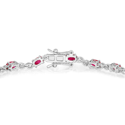 Ruby Bracelet With Diamonds 3.6 Carats 14K White Gold