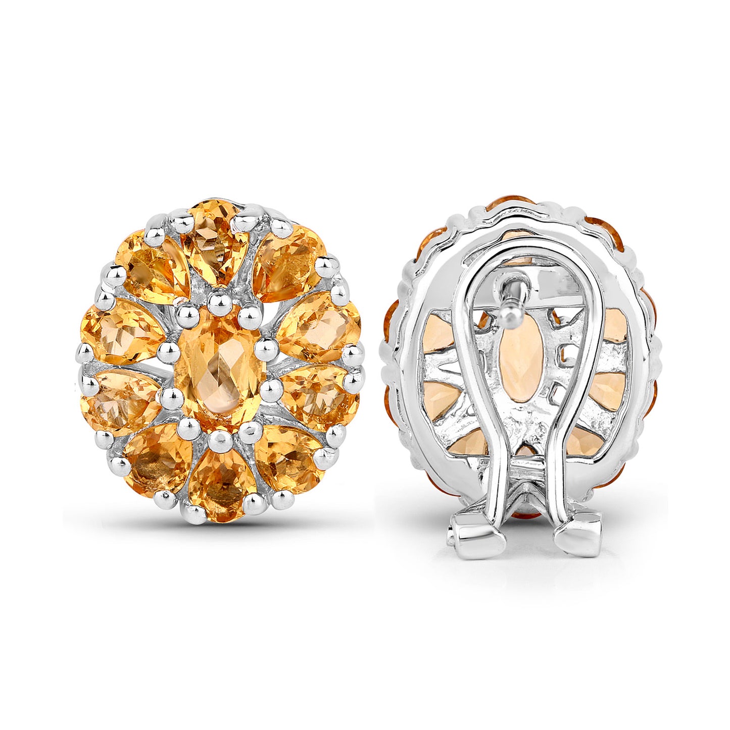 Citrine Cluster Earrings 4.02 Carats Sterling Silver