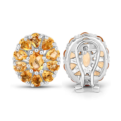 Citrine Cluster Earrings 4.02 Carats Sterling Silver