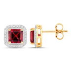 Rubellite Stud Earrings With Diamonds 2.68 Carats 14K Yellow Gold
