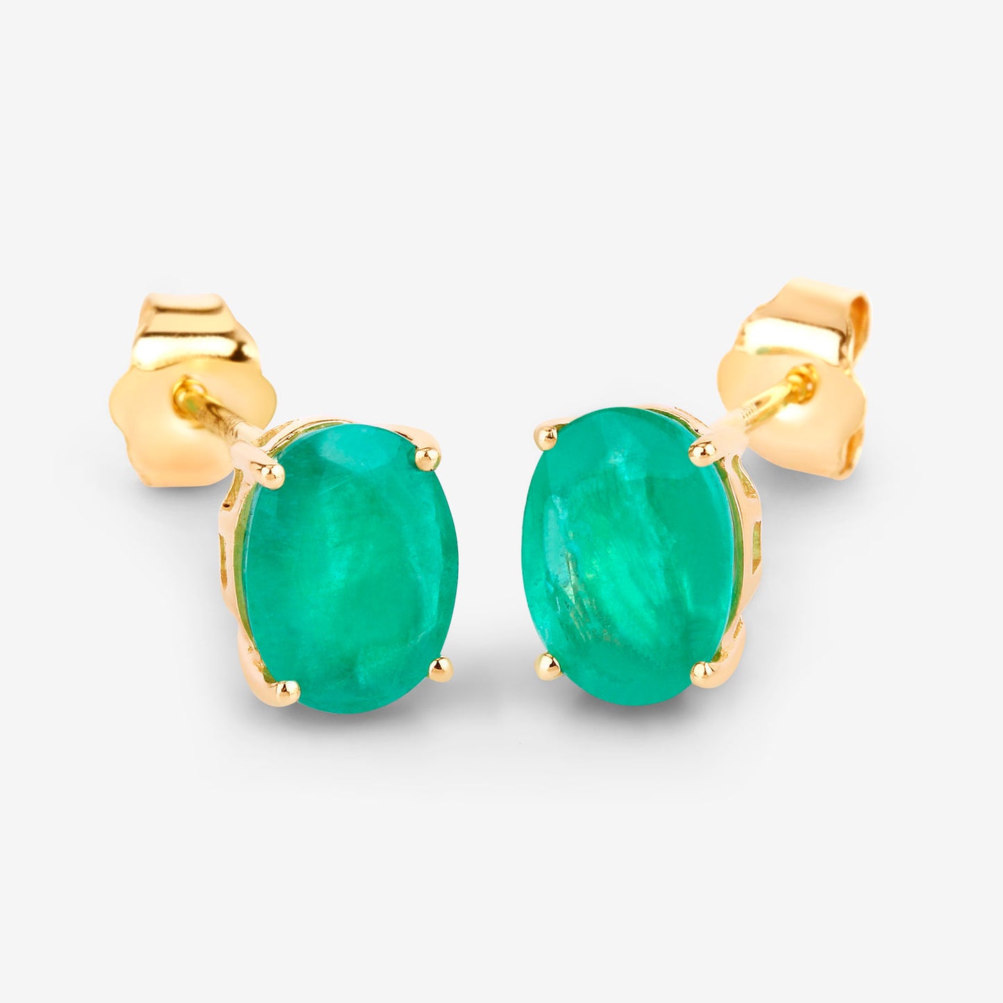 Zambian Emerald Earrings 2.38 Carats 10K Yellow Gold