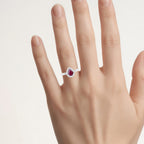 Ruby Ring With Diamonds 0.98 Carats 14K White Gold