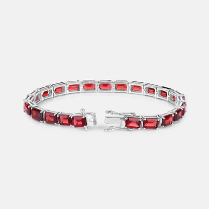 Garnet Tennis Bracelet 27 Carats Rhodium Plated Sterling Silver