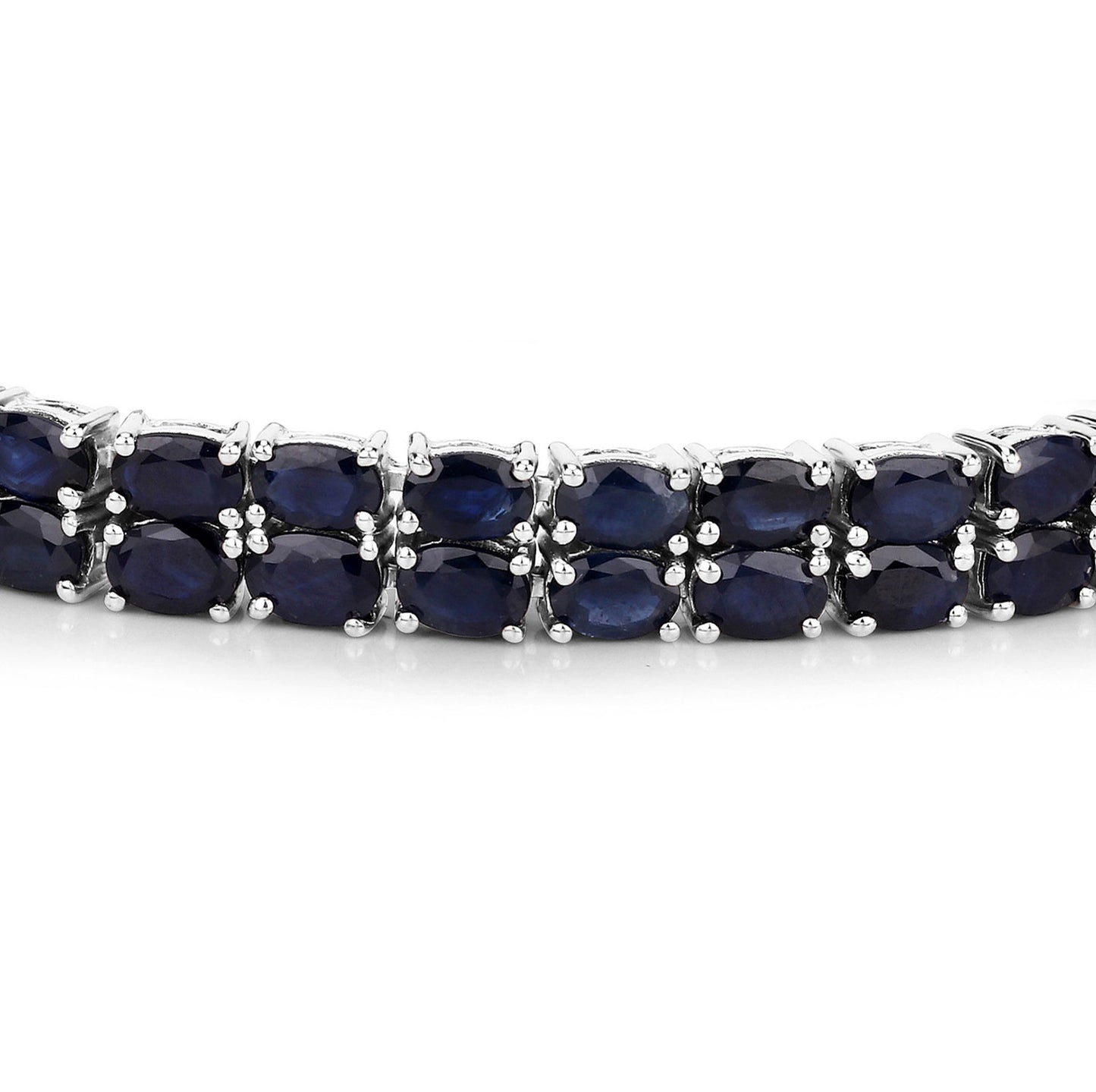 Dark Blue Sapphire Bracelet 28.80 Carats Sterling Silver