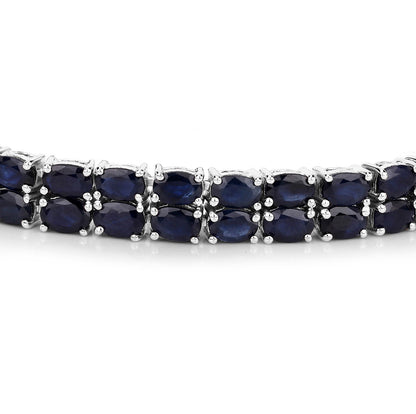 Dark Blue Sapphire Bracelet 28.80 Carats Sterling Silver