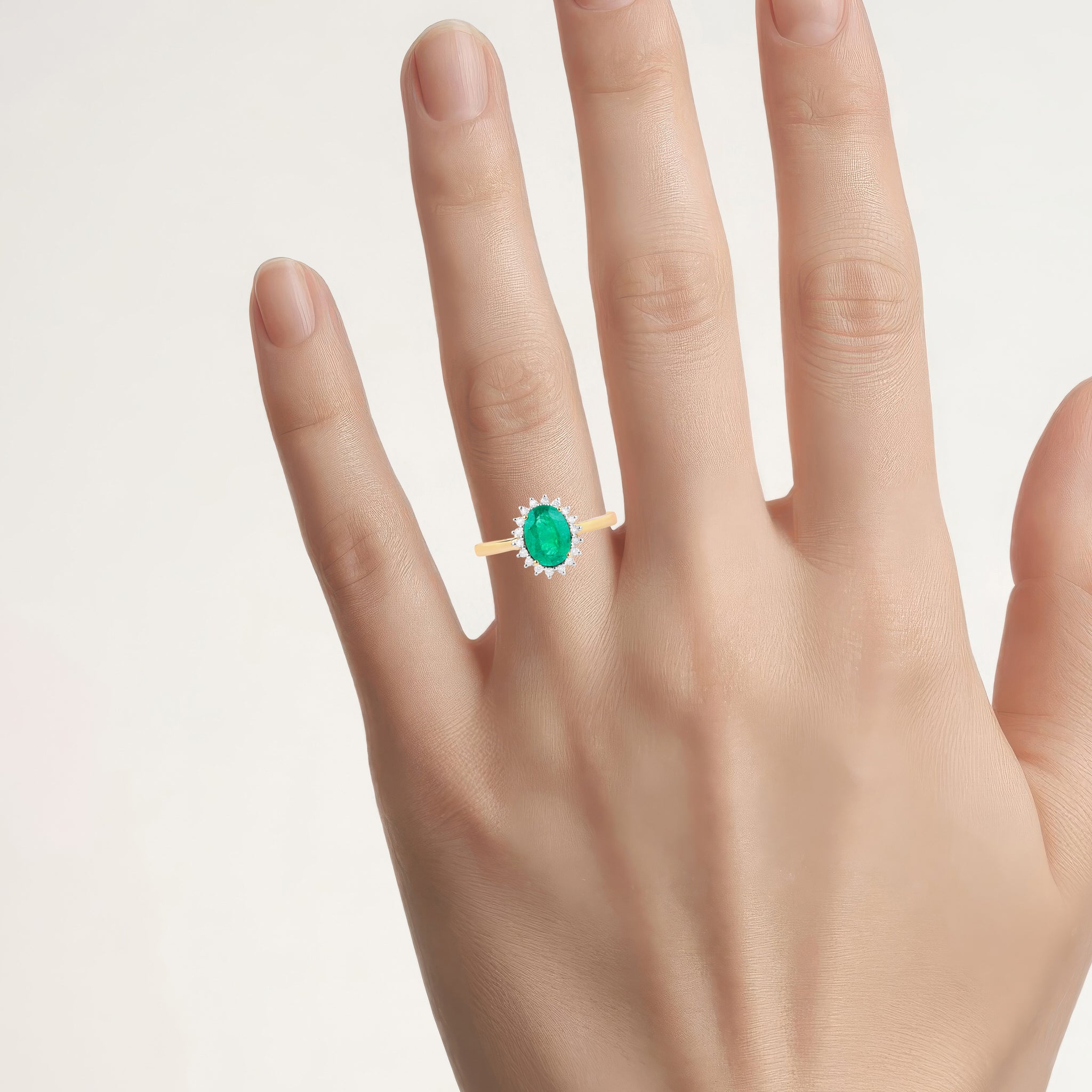 Zambian Emerald Ring With Diamonds 1.3 Carats 10K Yellow Gold
