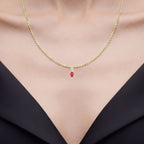 Ruby Pendant With Diamonds 0.52 Carats 14K Yellow Gold