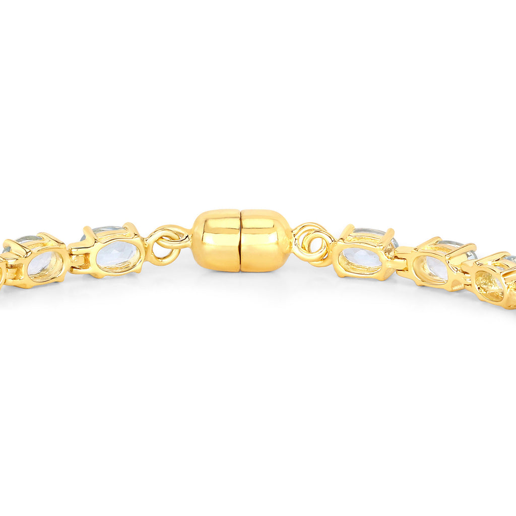 Blue Topaz Tennis Bracelet 10.1 Carats Gold Plated Silver