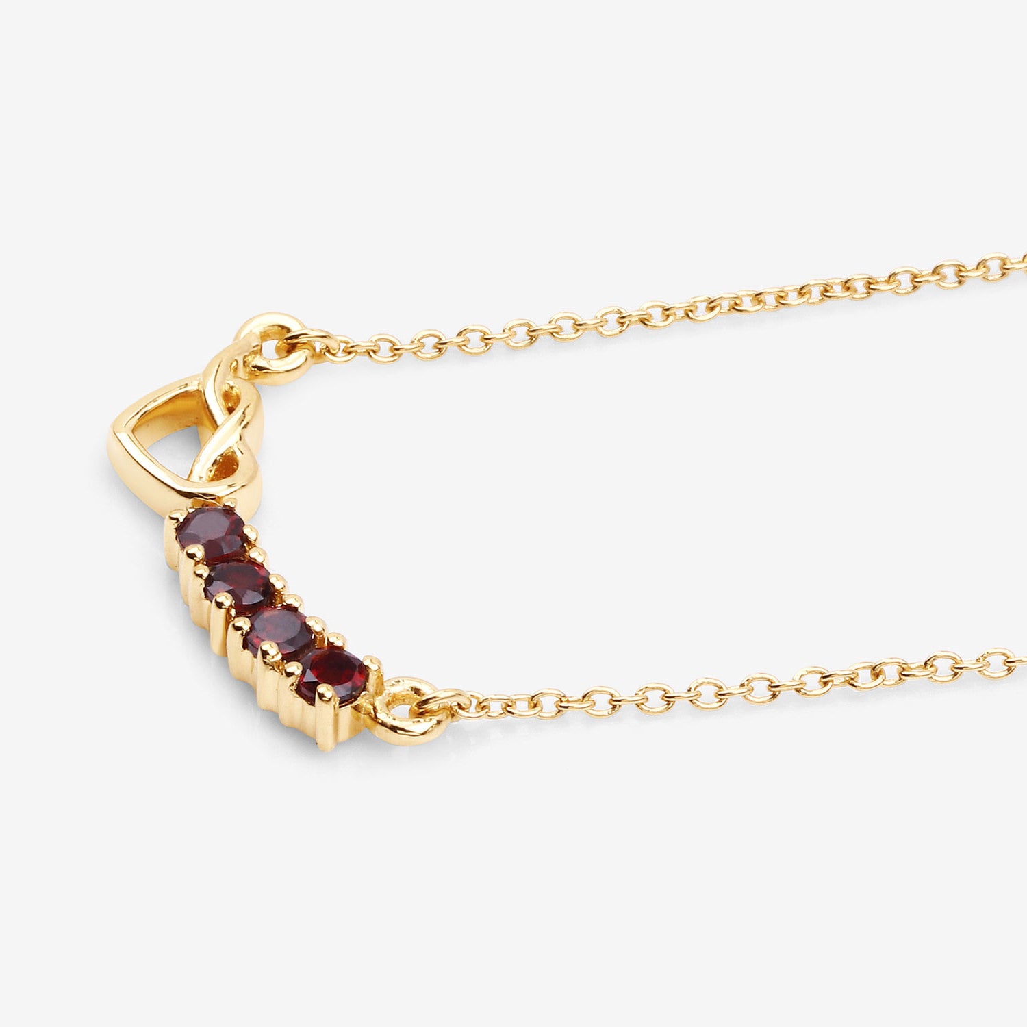 Garnet Heart Necklace 0.3 Carats Gold Plated Silver