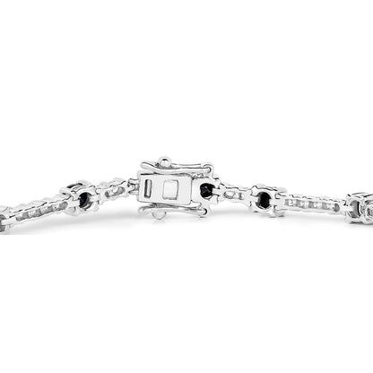 Blue Sapphire Tennis Bracelet With White Zircon 6.18 Carats Sterling Silver
