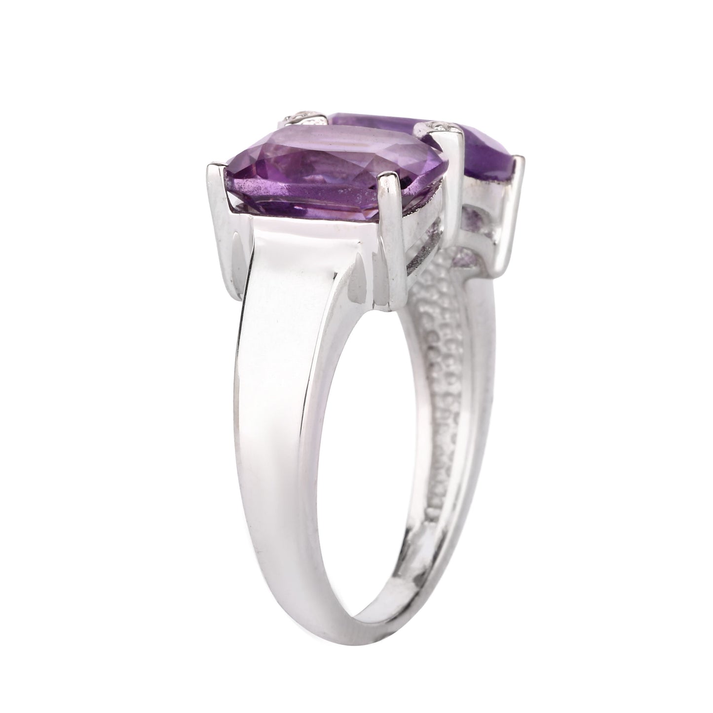 African Amethyst Ring With White Topaz 5.21 Carats Sterling Silver