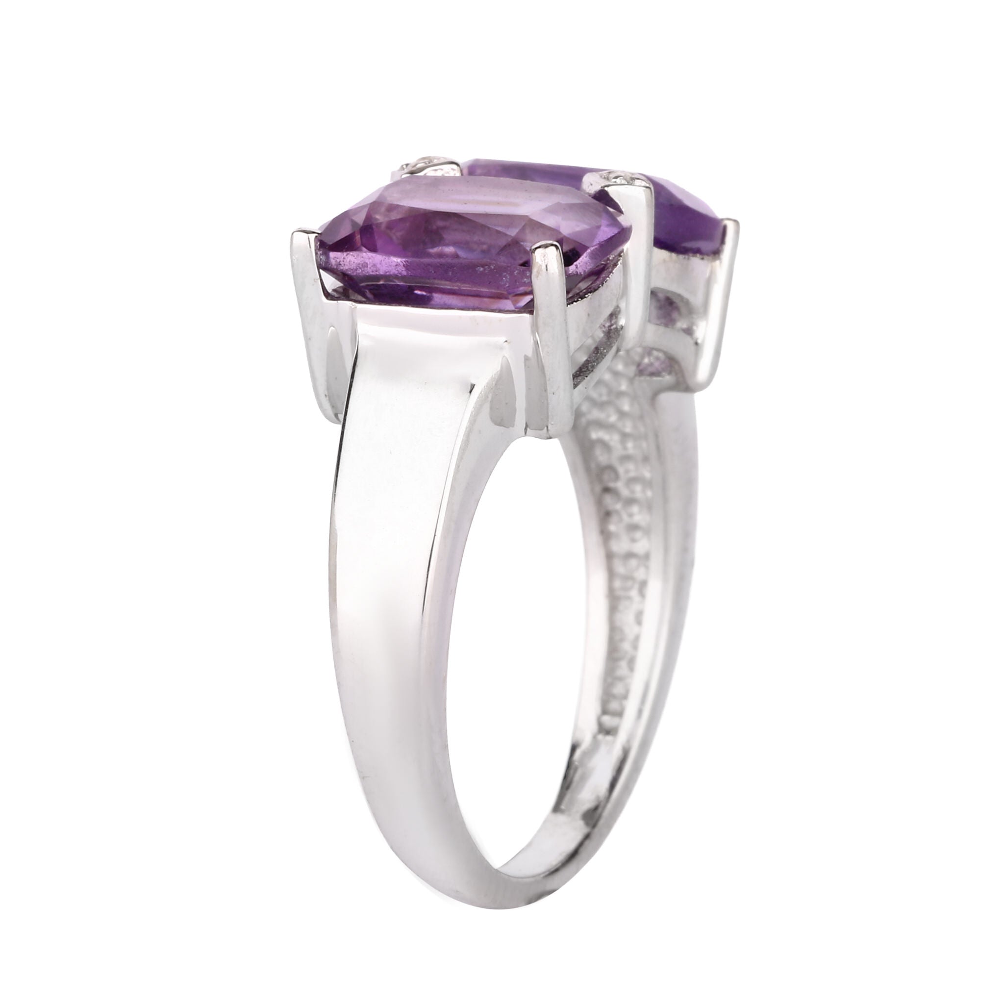 African Amethyst Ring With White Topaz 5.21 Carats Sterling Silver