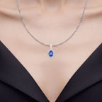 Tanzanite Pendant With Diamonds 3 Carats 14K White Gold