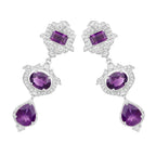 Amethyst Earrings With White Topaz 6.94 Carats Sterling Silver