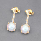 Ethiopian Opal Earrings With Diamonds 1.02 Carats 10K Yellow Gold