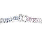 Multicolor Sapphire Bracelet Pink Blue White 9.52 Carats Sterling Silver