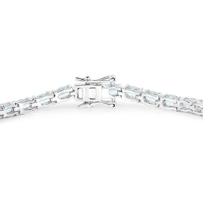 Blue Topaz Tennis Bracelet 8.98 Carats 18K White Gold Plated Silver