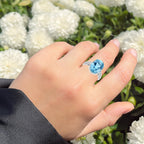 Aquamarine Ring With Diamonds 8.80 Carats 14K White Gold