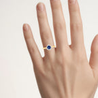 Blue Sapphire Ring With Diamonds 0.7 Carats 14K Yellow Gold