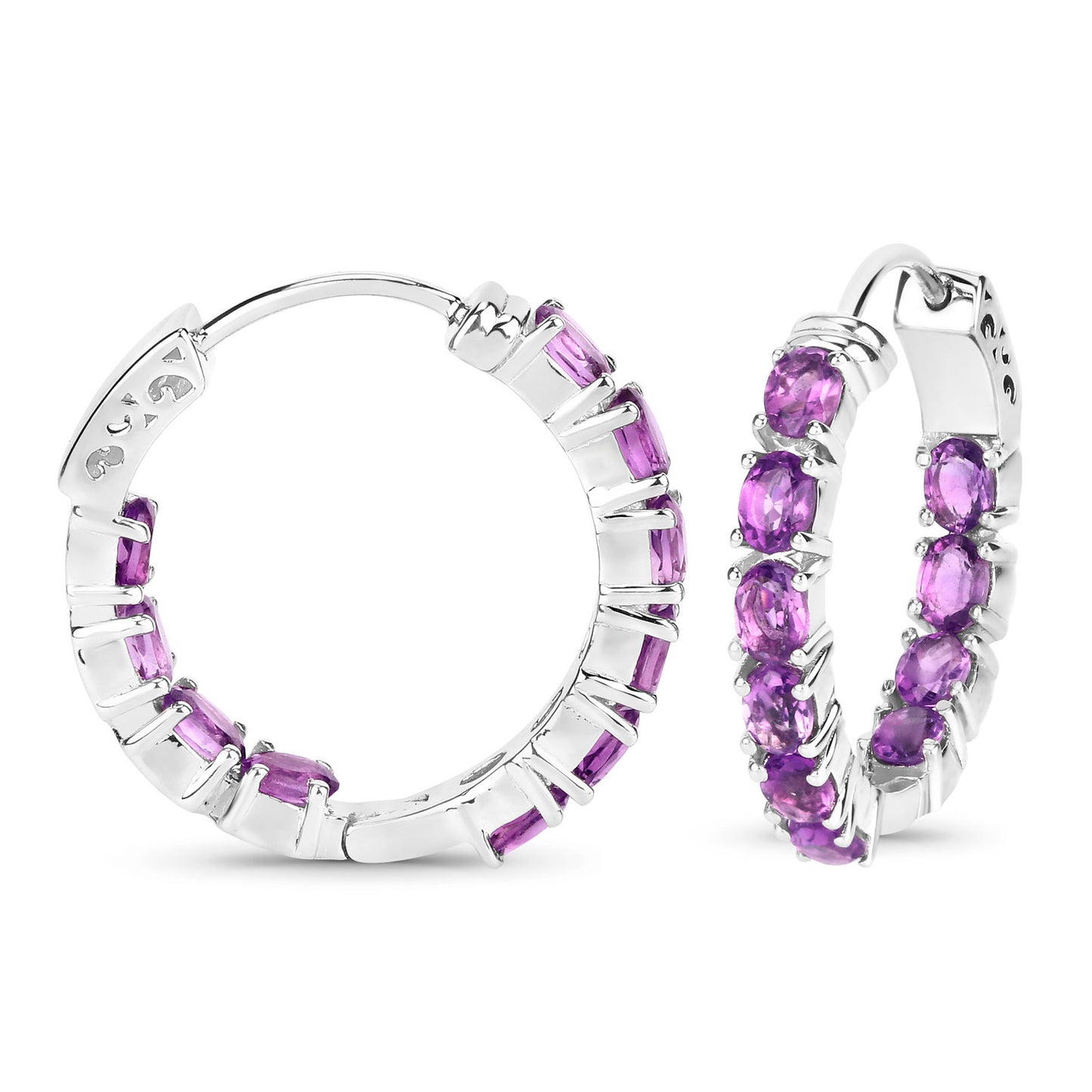Amethyst Earrings 3.18 Carats Sterling Silver