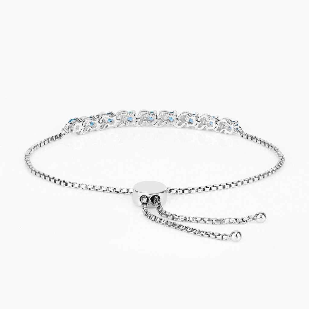 London Blue Topaz Bracelet With White Topaz 1.3 Carats Sterling Silver
