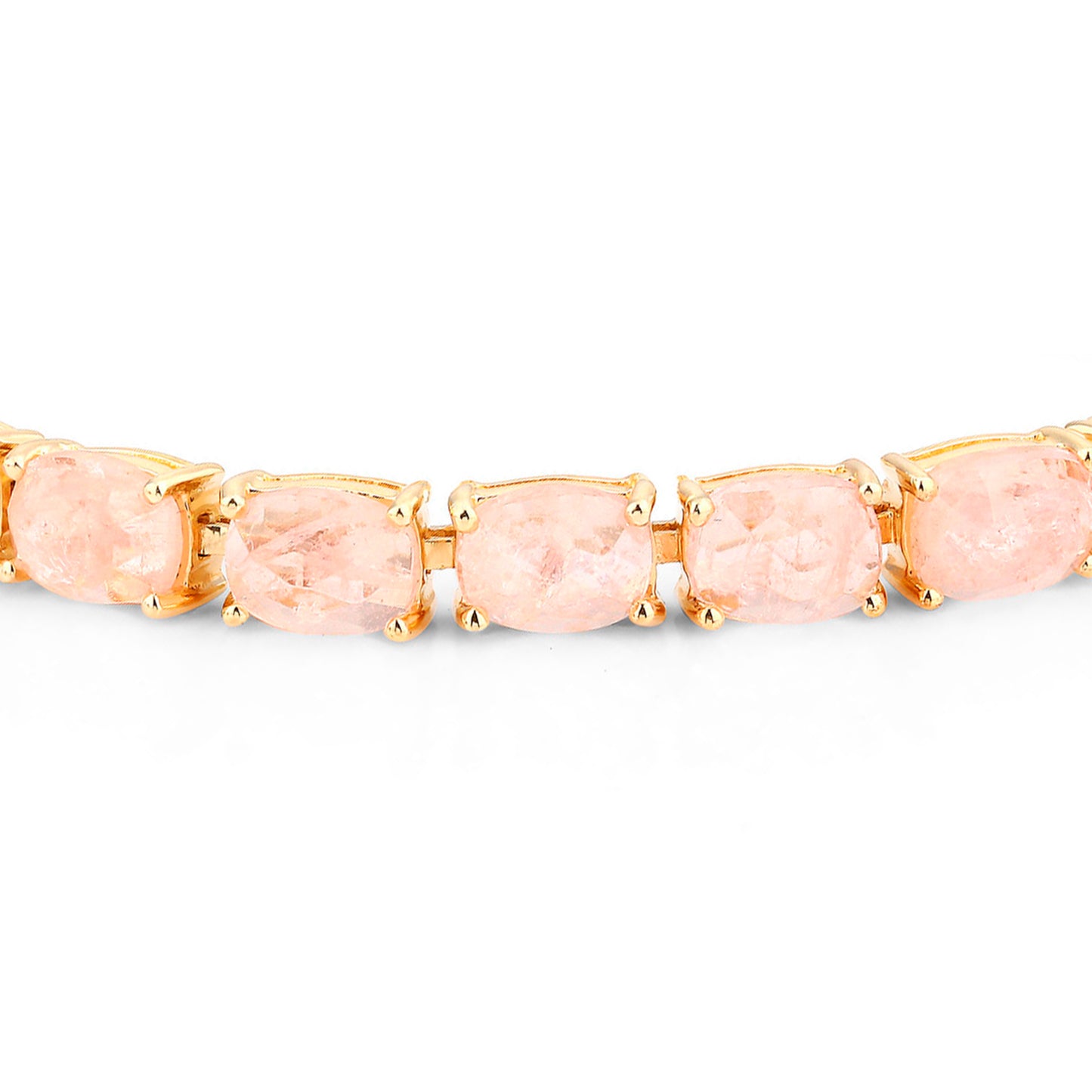 Morganite Tennis Bracelet 34.4 Carats Gold Plated Silver