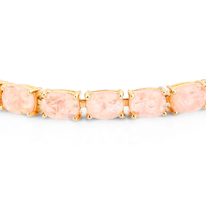 Morganite Tennis Bracelet 34.4 Carats Gold Plated Silver