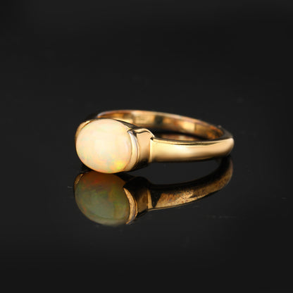 Natural Ethiopian Opal Ring 1.69 Carats Gold Plated Silver