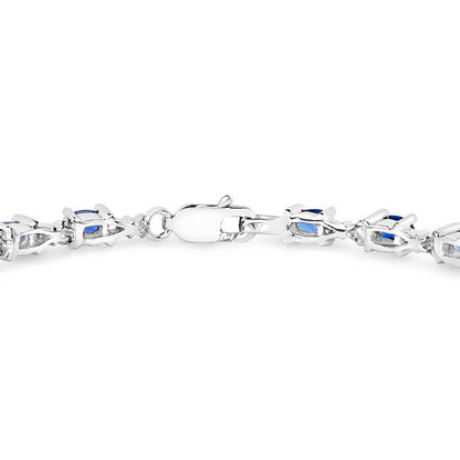 Blue Sapphire Tennis Bracelet 4.15 Carats Sterling Silver