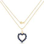 Natural Sapphire Heart Pendant 0.62 Carats 10K Yellow Gold