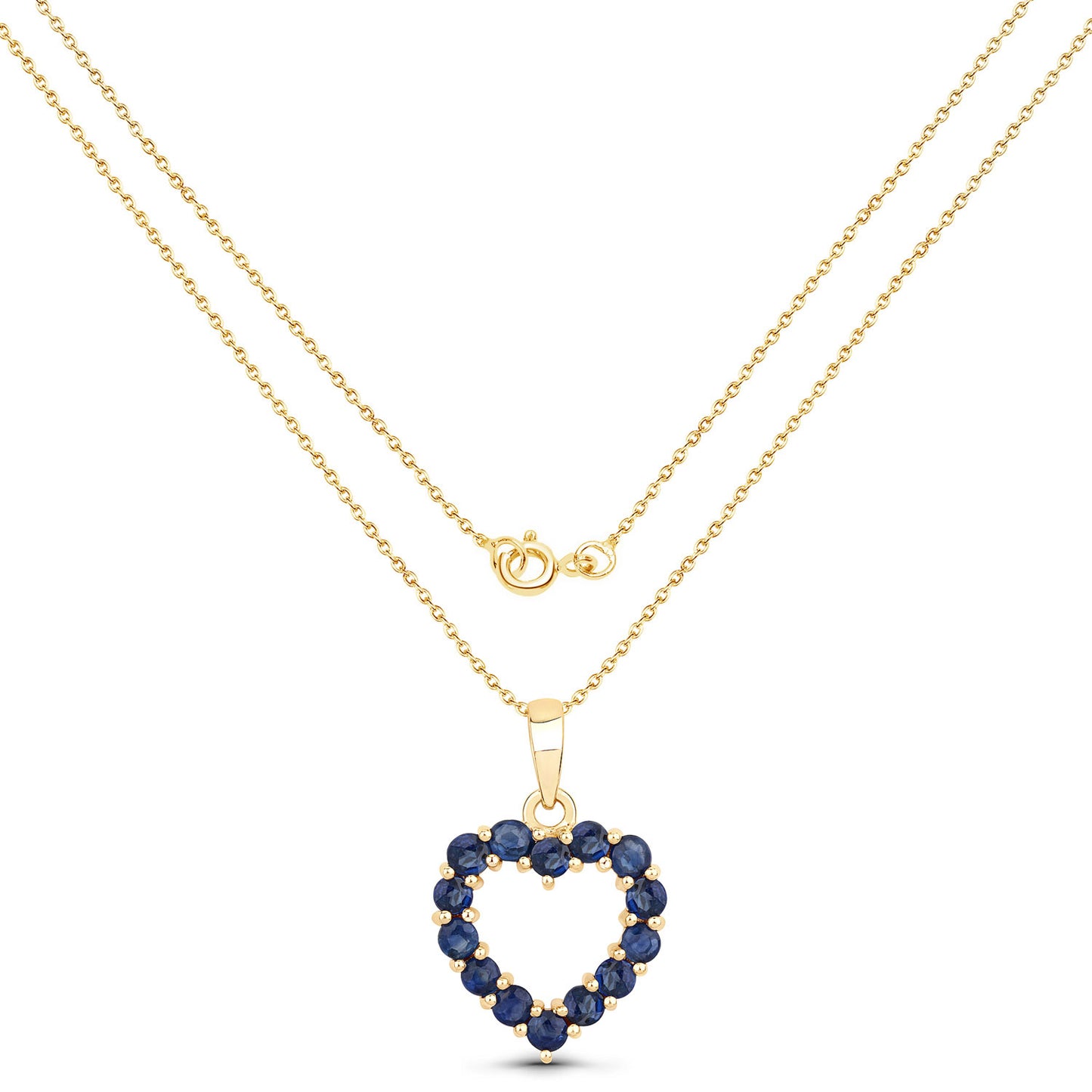 Natural Sapphire Heart Pendant 0.62 Carats 10K Yellow Gold