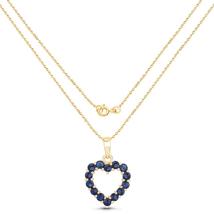 Natural Sapphire Heart Pendant 0.62 Carats 10K Yellow Gold