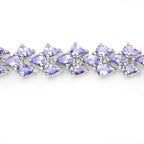 Tanzanite Bracelet 12 Carats Rhodium Plated Silver