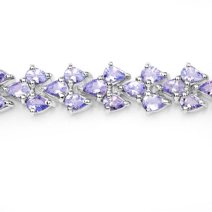 Tanzanite Bracelet 12 Carats Rhodium Plated Silver