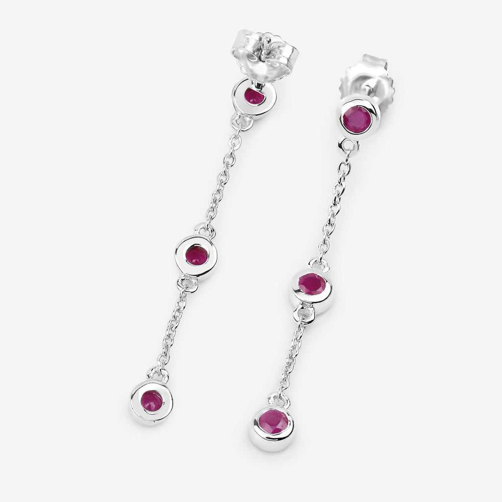 Ruby Earrings 0.76 Carats Sterling Silver