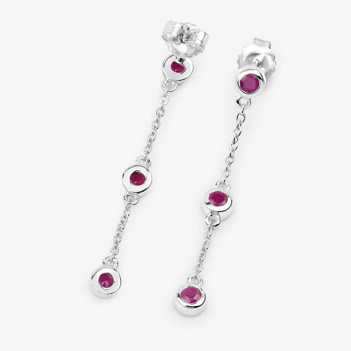 Ruby Earrings 0.76 Carats Sterling Silver