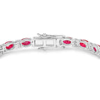 Ruby Bracelet With Diamonds 11.1 Carats 14K White Gold
