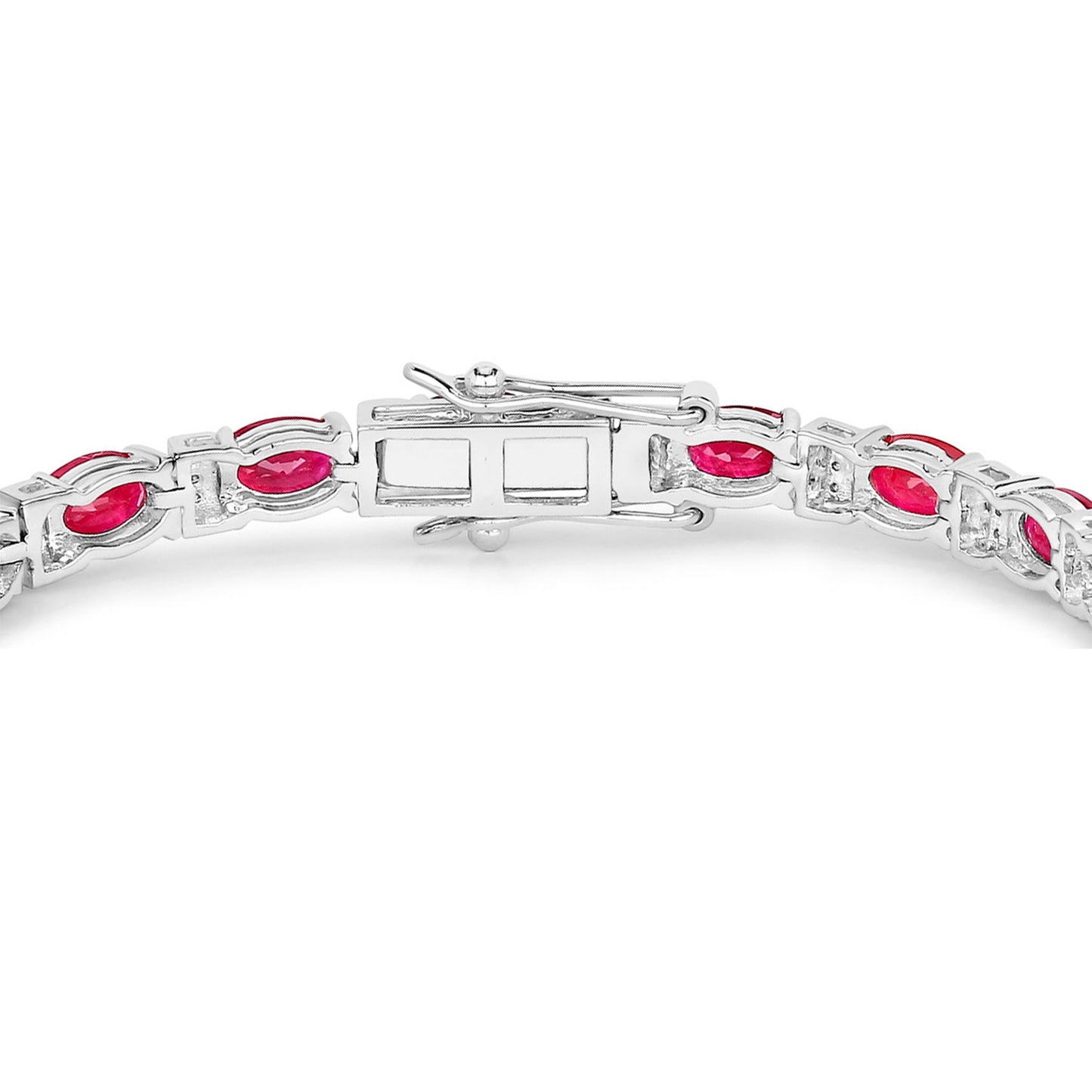 Ruby Bracelet With Diamonds 11.1 Carats 14K White Gold